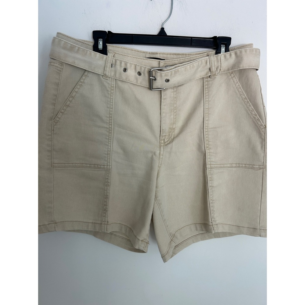 d.jeans Womens Tan Belted Utility Shorts High Rise Khaki Size 14